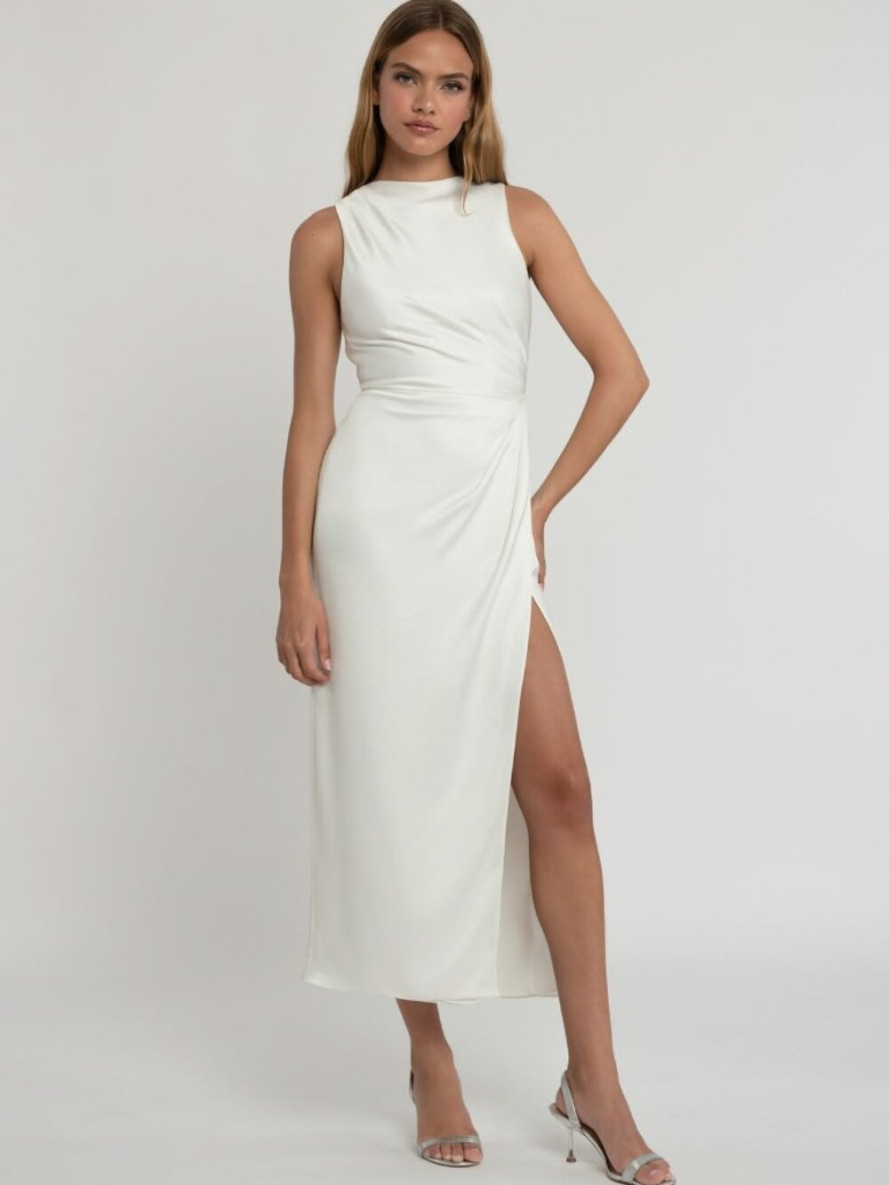 Jenny Yoo Patricia Wedding Dress Size 14 Satin Midi NEW